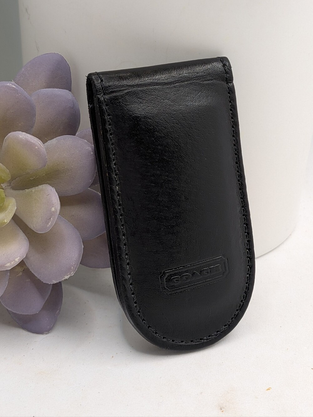 COACH Vintage Classic Black Leather Passport Holder Case / Cover WalletSleek